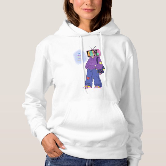 Pull À Capuche Télévision rétro dopamine  (Devant)