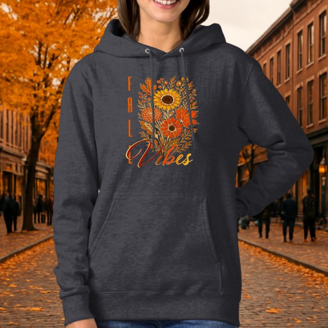 Pull À Capuche Tendance Florale d'Automne - Typographie Moderne e (Créateur téléchargé)