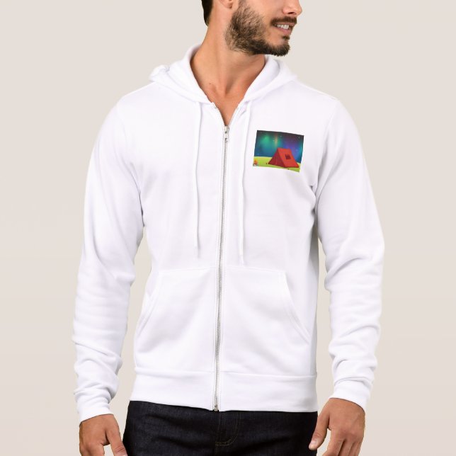 Pull À Capuche Tente de camping sous les aurores boréales vibrant (Devant)