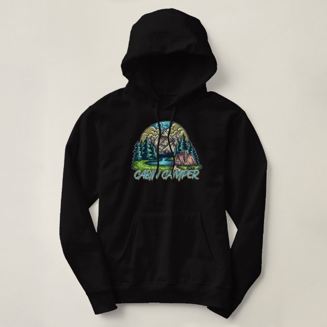 Pull À Capuche Tente de pêche cabine Camper Randonnée (Design devant)
