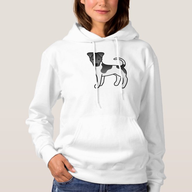 Pull À Capuche Terrier Fox Lisse de Dessin Animé Noir et Blanc (Devant)