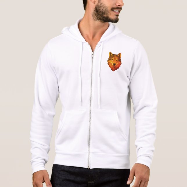 Pull À Capuche Tête de loup géométrique | Art Polygone avec style (Devant)
