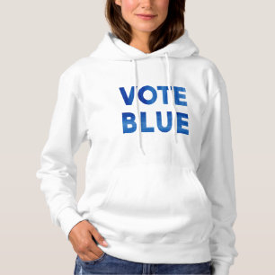 Pull À Capuche Texte bleu d'aquarelle de vote audacieux politique