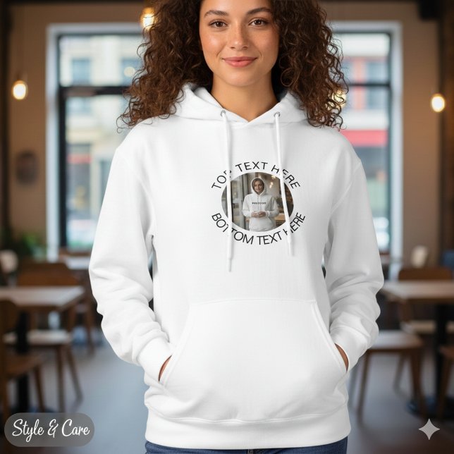 Pull À Capuche Texte circulaire avec image personnalisée pour fem (Circle Text with Image Stylish Custom Women's Hoodie)