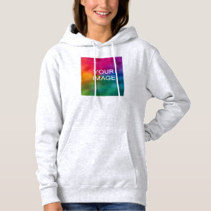 Pull À Capuche Texte client Télécharger Photo Femmes Gris Cendré