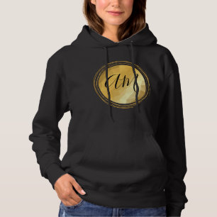 Pull À Capuche Texte géométrique doré minimal personnalisable