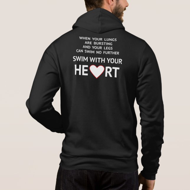 Pull À Capuche Texte motivationnel nom personnalisé nageurs (Dos)
