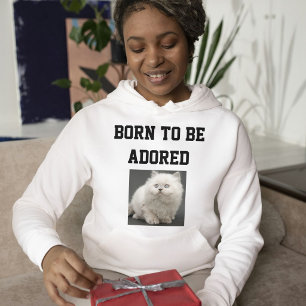 Pull À Capuche Texte personnalisé amateur de chat et photo de jol
