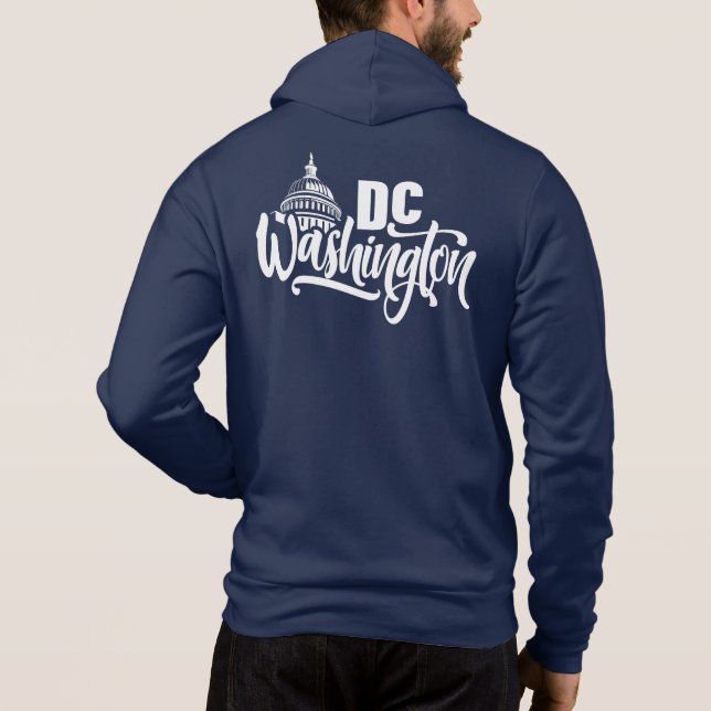 Pull À Capuche Texte personnalisé Washington DC (Dos)