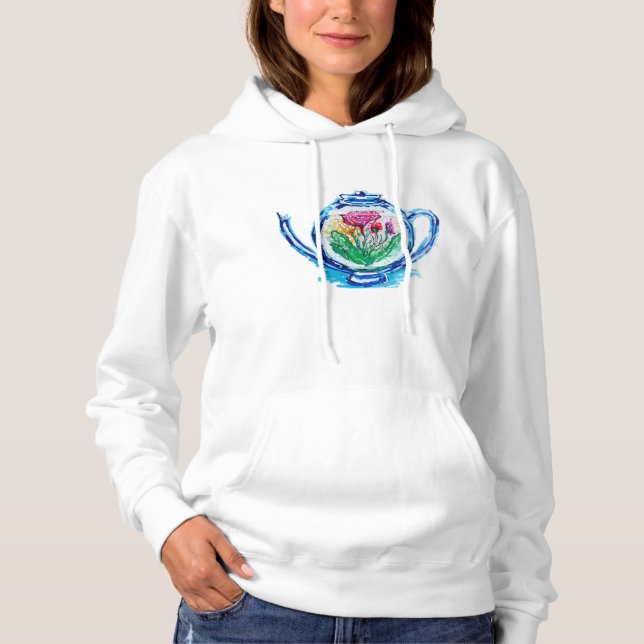 Pull À Capuche Théière à fleurs (Devant)