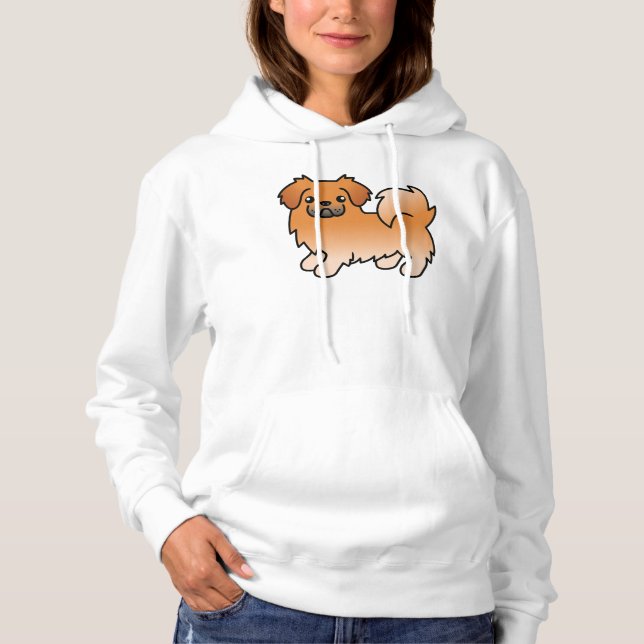Pull À Capuche Tibétain Spaniel Rouge Chien de Dessin Animé Migno (Devant)