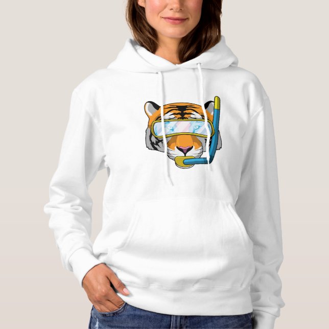 Pull À Capuche Tiger comme plongeur avec tuba (Devant)
