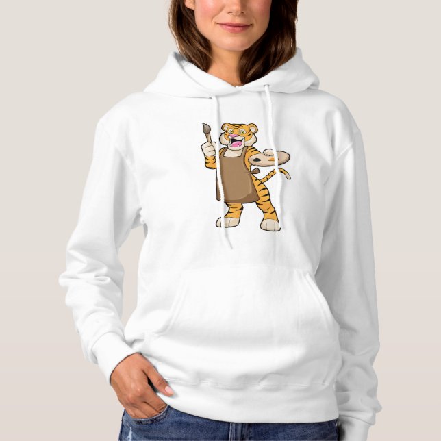 Pull À Capuche Tigre à la peinture avec peinture et pinceau (Devant)