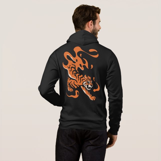 Pull À Capuche Tigre de Feu : Design audacieux asiatique (Dos entier)