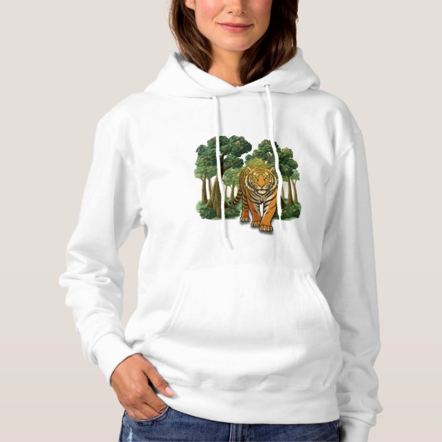 Pull À Capuche « Tigre sauvage dans la forêt – Jungle en lumière  (Devant)