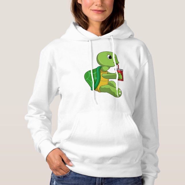 Pull À Capuche Tortue avec tasse à boire avec paille (Devant)