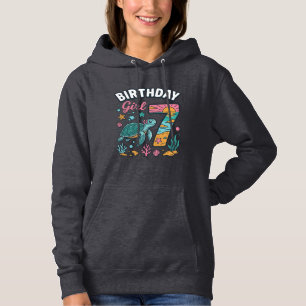 Pull À Capuche Tortue de mer fille d'anniversaire 7ème anniversai