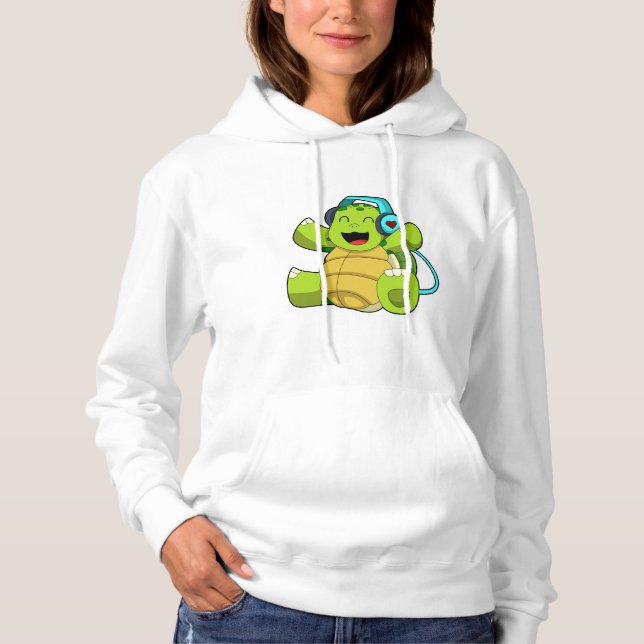 Pull À Capuche Tortue en musique avec casque (Devant)
