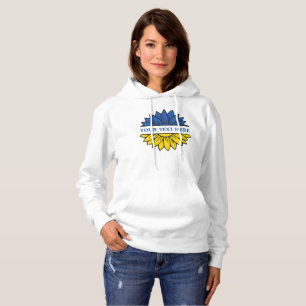Pull À Capuche Tournesol bleu/jaune. Texte personnalisé. Personna