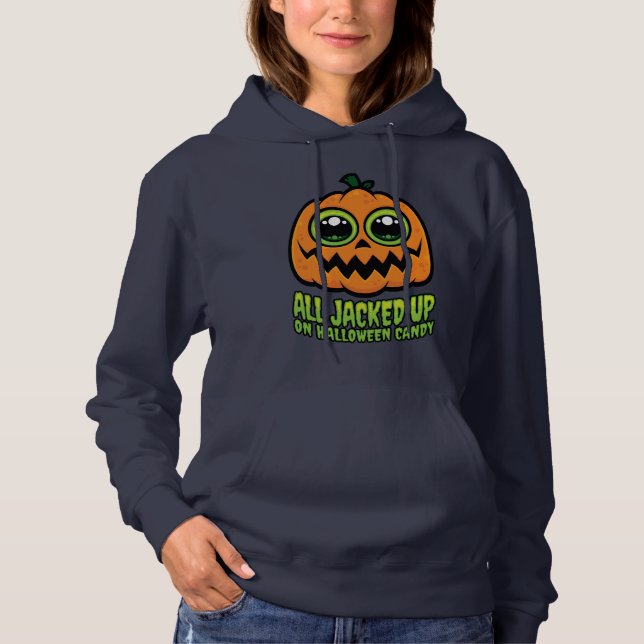 Pull À Capuche Tout arrêté sur Halloween Candy drôle Citrouille (Devant)
