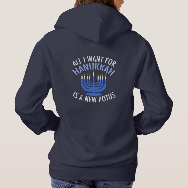 Pull À Capuche Tout ce que je veux pour Hanoukka, c'est un nouvea (Dos)