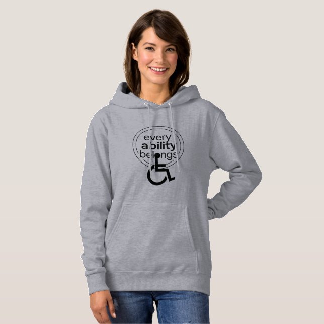 Pull À Capuche Toute capacité appartient | Minimalisme inclusif  (Devant entier)