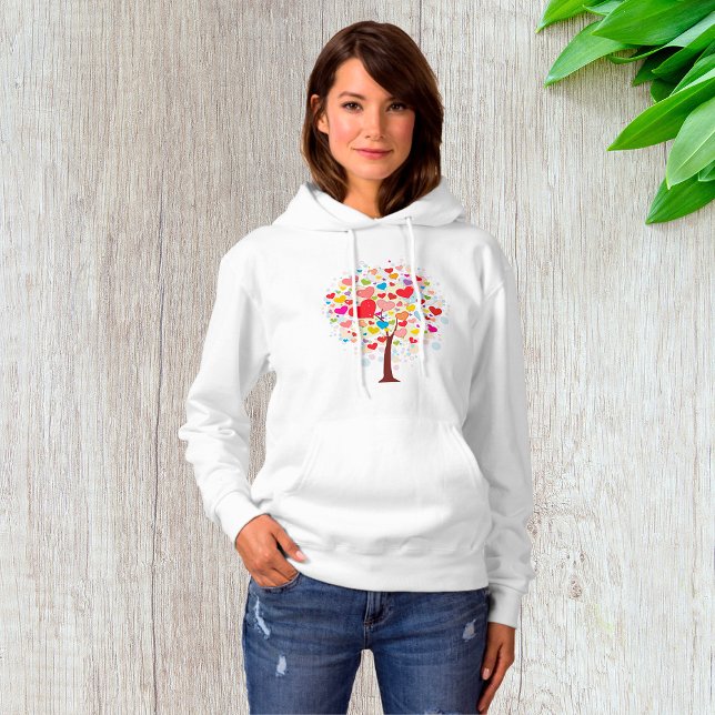 Pull À Capuche Tree With Heart Shaped Leaves Womens Hoodie (Créateur téléchargé)