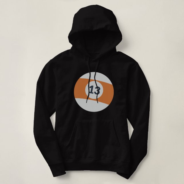 Pull À Capuche Treize Équipe Numéro 13 Lucky Orange Ball Billiard (Design devant)