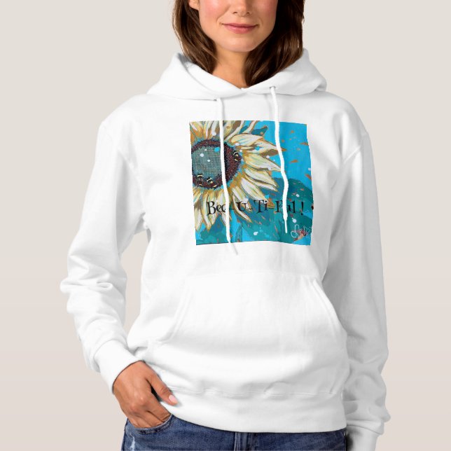 Pull À Capuche Trois bourdons sur un tournesol (Devant)