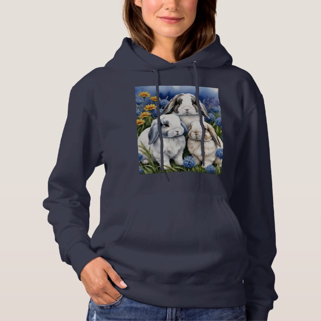 Pull À Capuche Trois petits lapins lapins de lapin de lop (Devant)