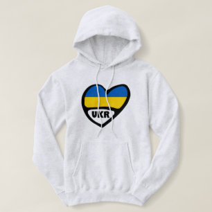 Pull À Capuche Ukraine Code Pays Coeur Drapeau, UKR