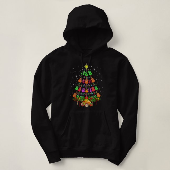 Pull À Capuche Ukulele Music Uke Mele Kalikimaka Christmas Tree S (Design devant)