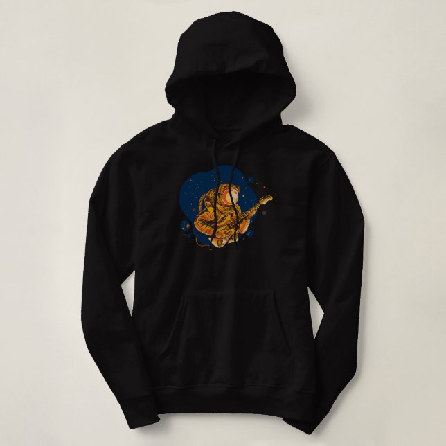Pull À Capuche Un astronaute joue de la guitare dans l'espace (Design devant)