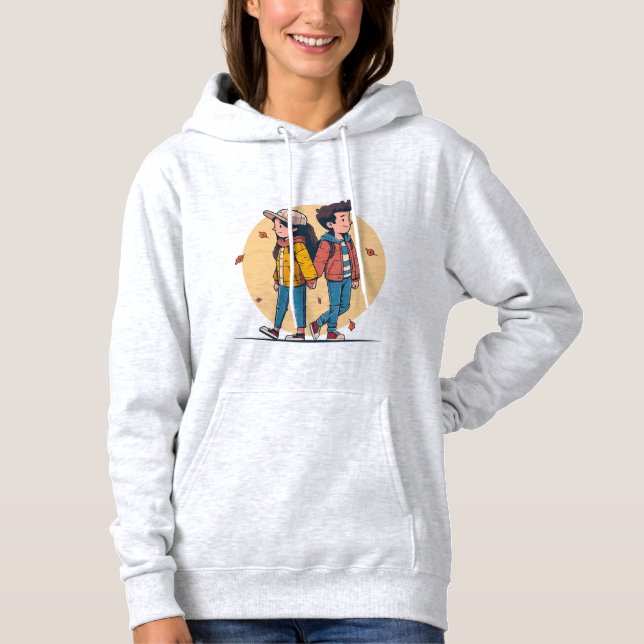 Pull À Capuche Un couple se tenant la main en marchant ensemble à (Devant)