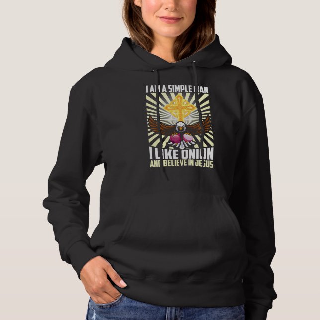 Pull À Capuche Un Homme Simple Comme Onion Vegan Croit En Jésus C (Devant)