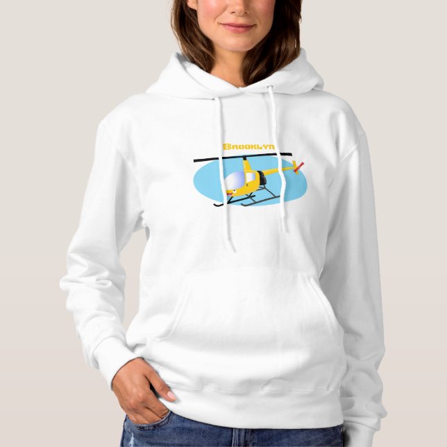 Pull À Capuche Un joli hélicoptère de dessin animé jaune (Devant)