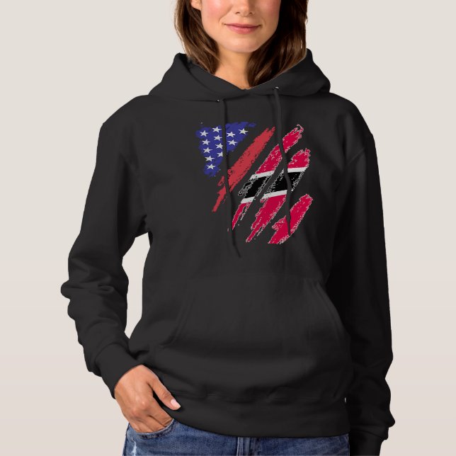Pull À Capuche Un Patriote trinidadien Américain Drapeau Coeur Cu (Devant)