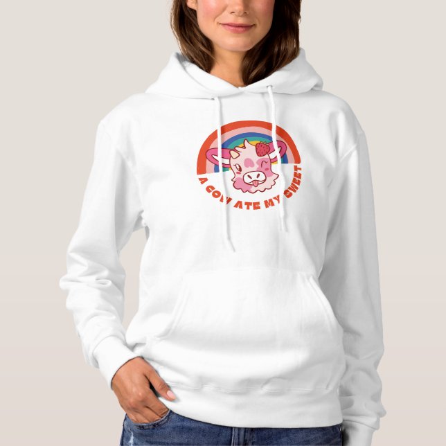 Pull À Capuche Une vache a mangé mon doux slogan (Devant)