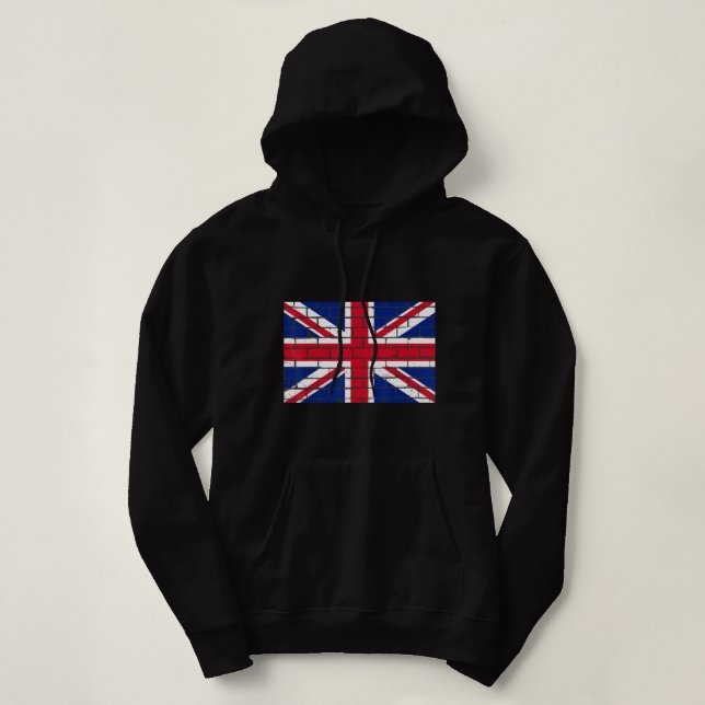 Pull À Capuche Union Jack On Brick Wall British Flag As If On Bri (Design devant)