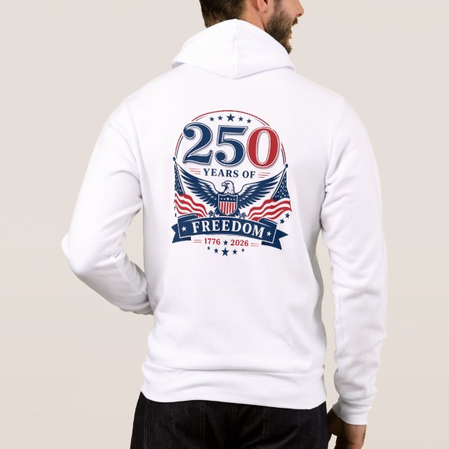 Pull À Capuche USA 250 ans de liberté - Design patriotique d'aigl (Dos)