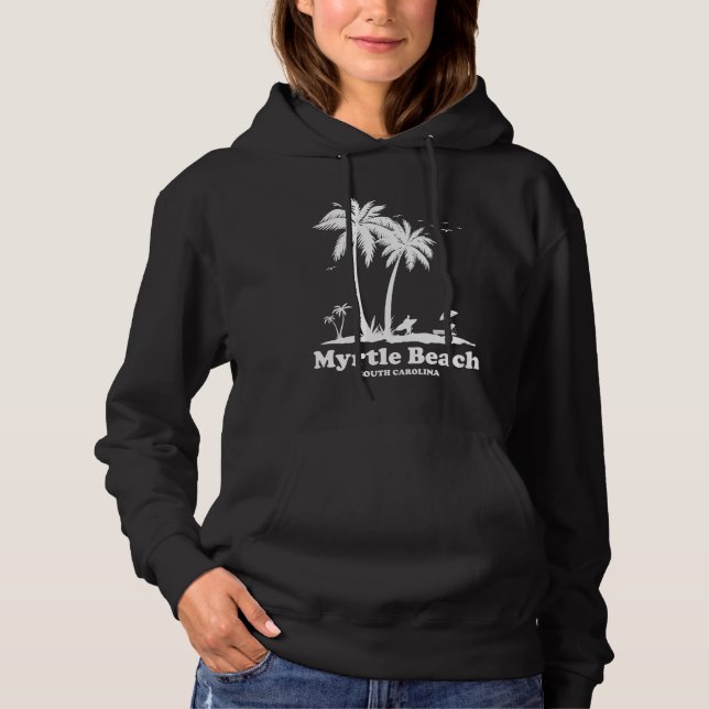 Pull À Capuche Vacances Retro Sunset South Carolina Myrtle Beach (Devant)