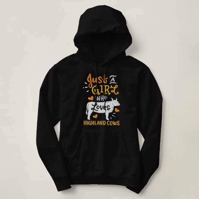 Pull À Capuche Vache Mooey Highland Vache Juste une fille qui aim (Design devant)