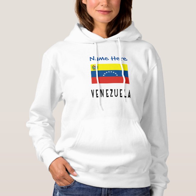 Pull À Capuche Venezuela Drapeau Vénézuélien Bleu Personnalisé  (Devant)
