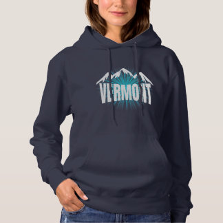 Pull À Capuche Vermont Mountain Blue Sky Cool VT Mountains Hiver