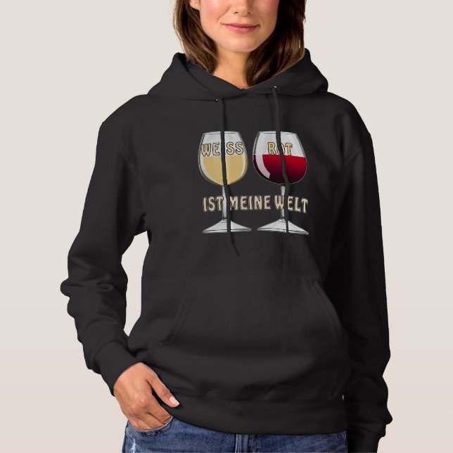 Pull À Capuche Verre blanc Rouge est mon monde (Devant)