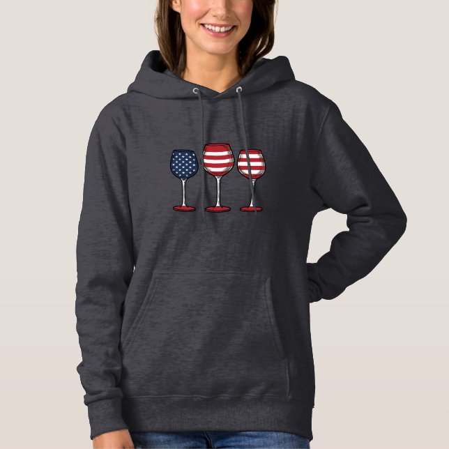 Pull À Capuche Verres à vin patriotiques dessin de t-shirt vector (Devant)