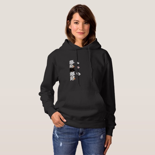 Pull À Capuche Vertical Cats Sweat-shirt – Minimal Noir & Blanc (Devant entier)