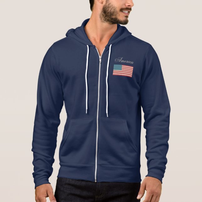 Pull À Capuche Veste Drapeau Américain Vintage (Devant)