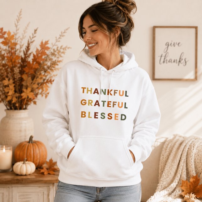 Pull À Capuche Vêtement d'automne pour femmes : Reconnaissante, G (Créateur téléchargé)
