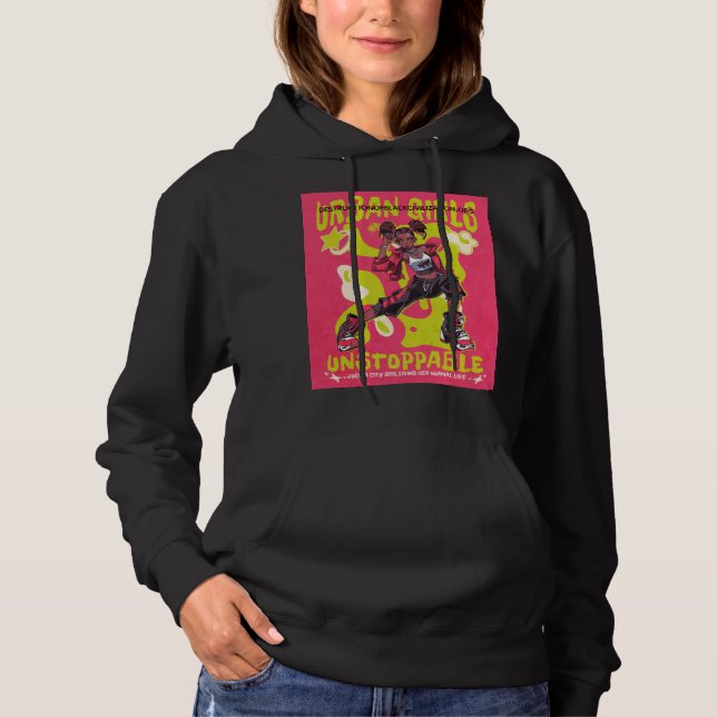 PULL À CAPUCHE VÊTEMENTS URBAINS FEMME NOIRE (Devant)